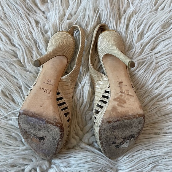 Christian Dior Whisper Snake Embossed Leather Cutout Slingback Platform Pumps 40 - Picture 11 of 12